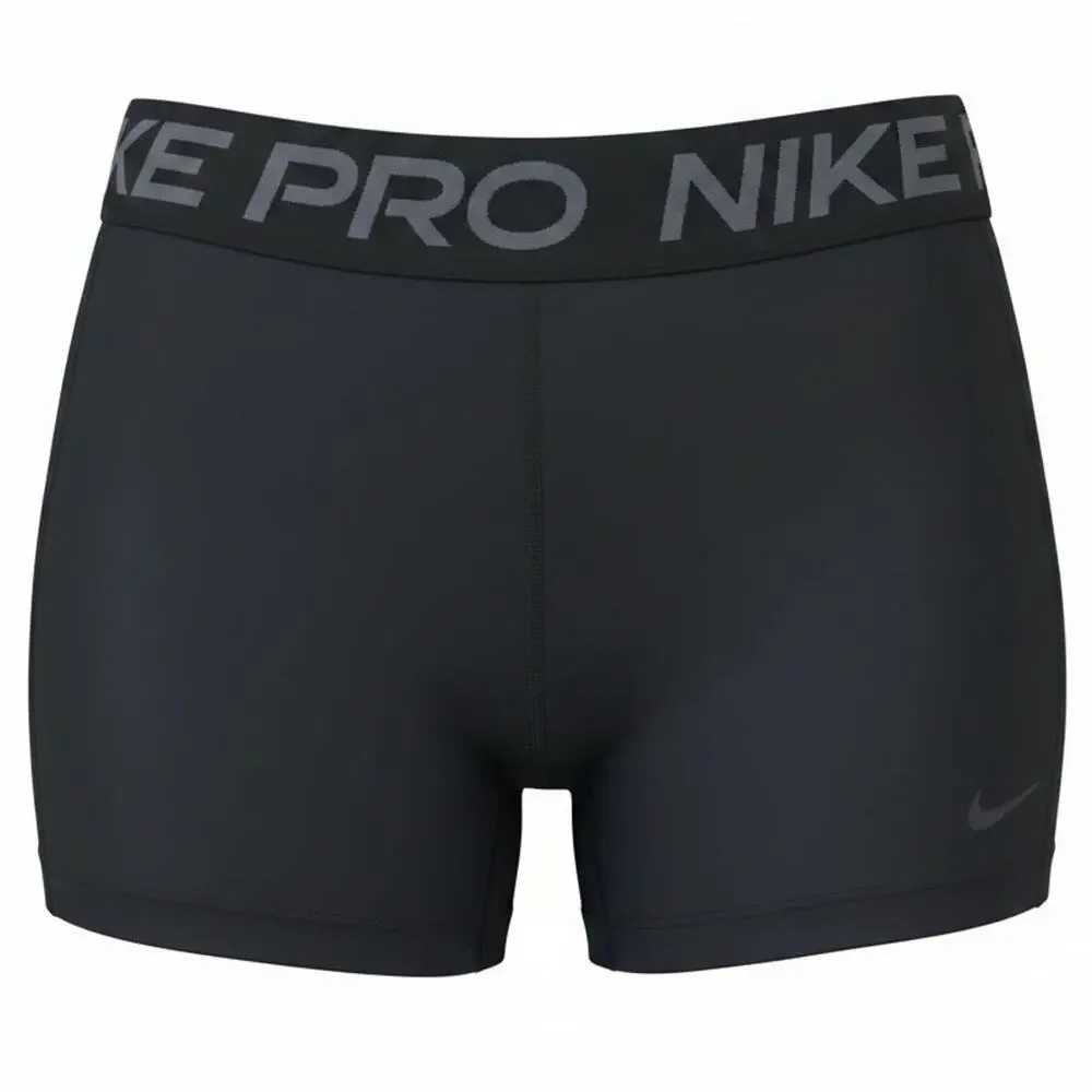 Nike Pro Dri Fit Women’s Mini Shorts Black XS Gym Running Grey Swoosh Logo 3”